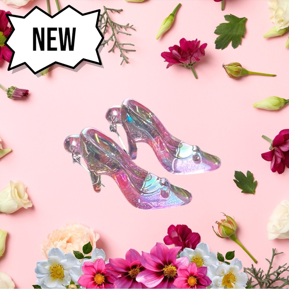 New Pink 3D Acrylic High Transparency Color High Heels Fashionable Earrings